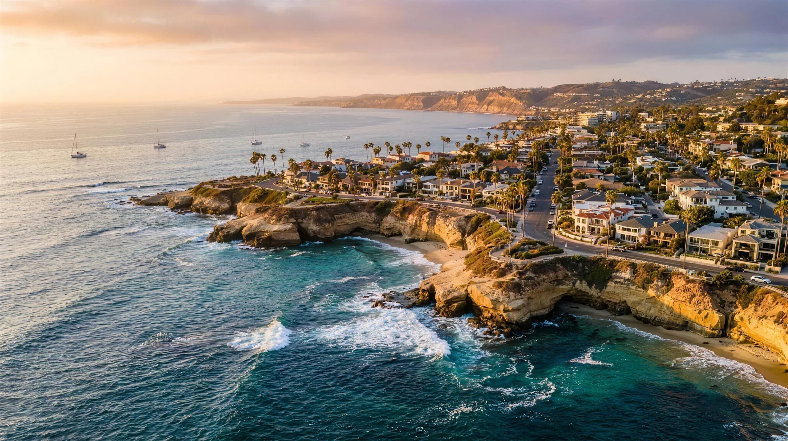 The Southern California coastline at golden hour
