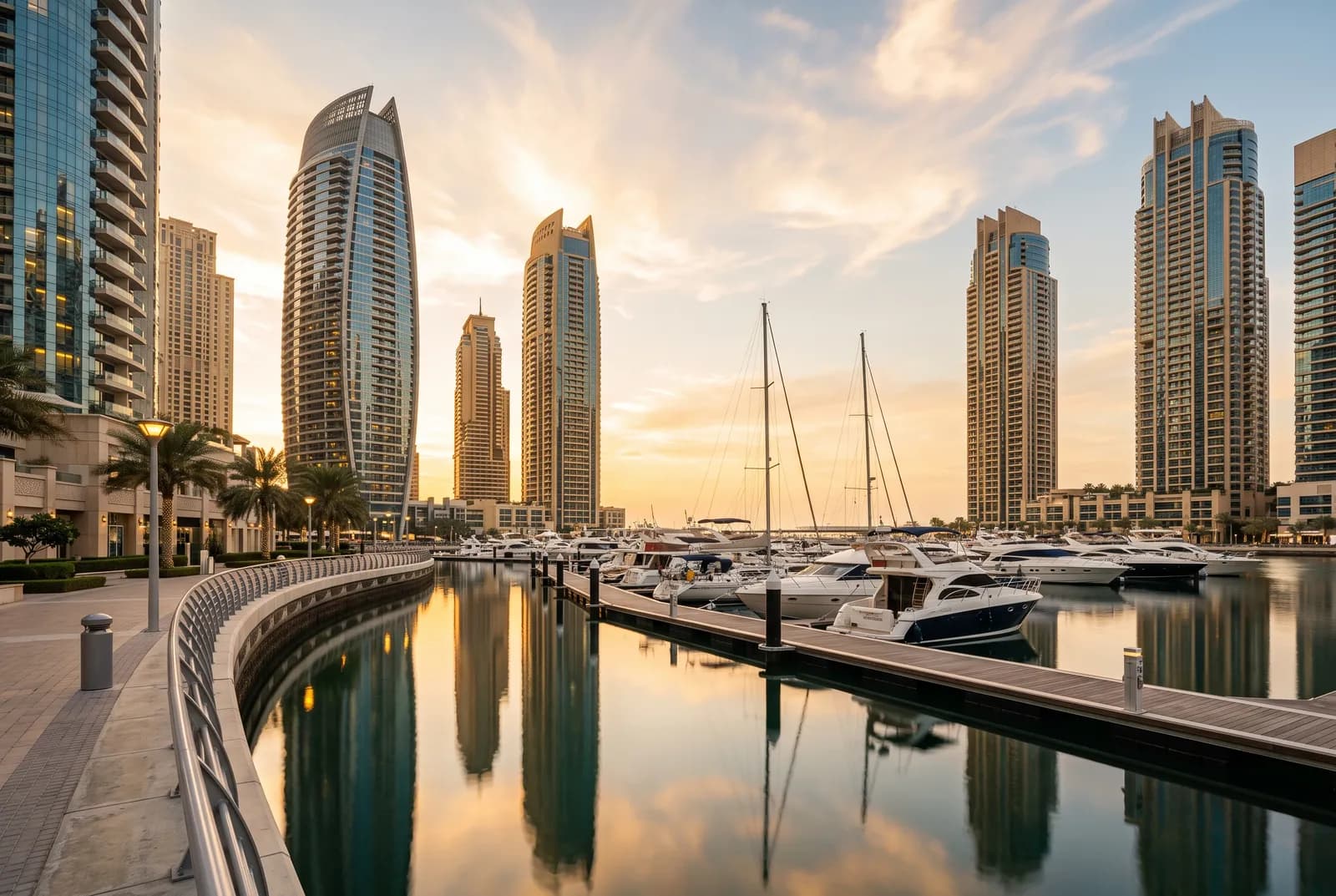 Dubai Marina towers at the waterfront